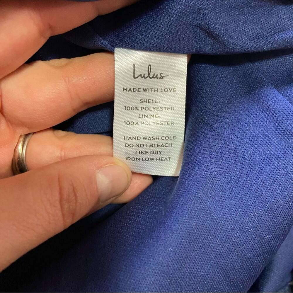 NWOT Lulus Fleur-ty Behavior Navy Blue Floral Satin Tie-Strap Midi Dress - Picture 9 of 11